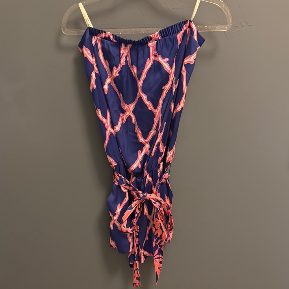 Lilly Pulitzer Ritz Romper Deep Dive Engineered Blue Nautical Santorini Size M